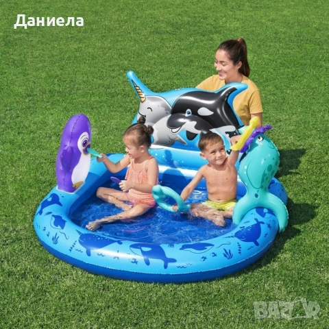 Надуваем детски басейн с морски животни, водни играчки и игра за хвърляне на халки, снимка 9 - Други - 54858063