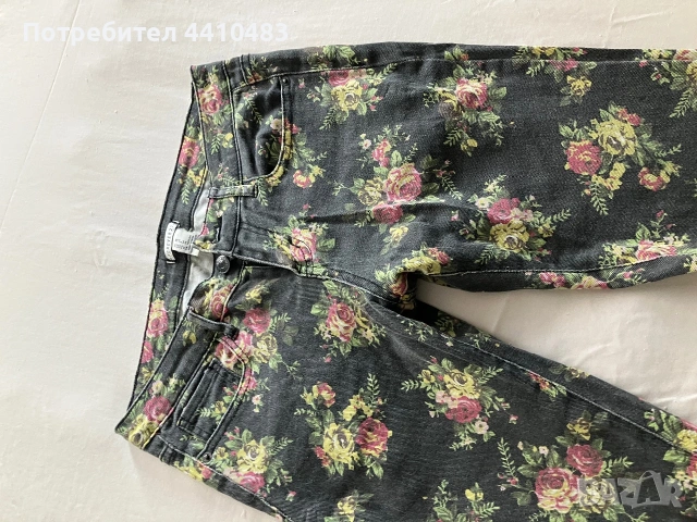 Дамски дънки с цветя, снимка 2 - Дънки - 54989097