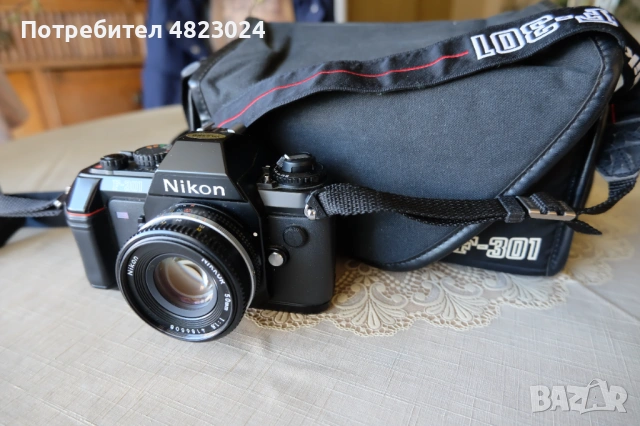 Nikon F-301 Camera & Nikon Nikkor 50 mm f/ 1.8 new Ai-S Pancake Lens, снимка 2 - Фотоапарати - 54717325