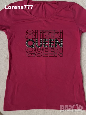 Тениска Queen в тъмно розово 
