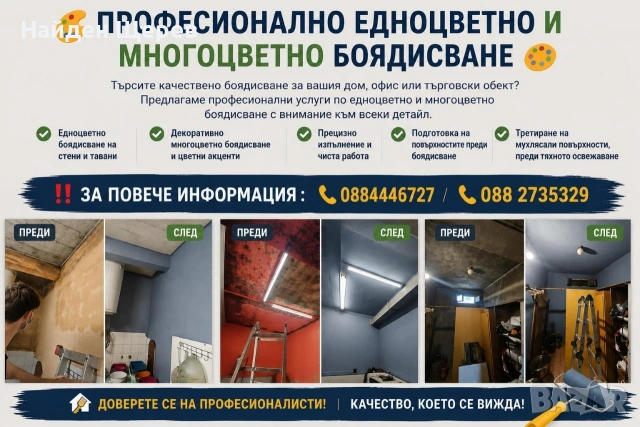 Професионално едноцветно и многоцветно боядисване 