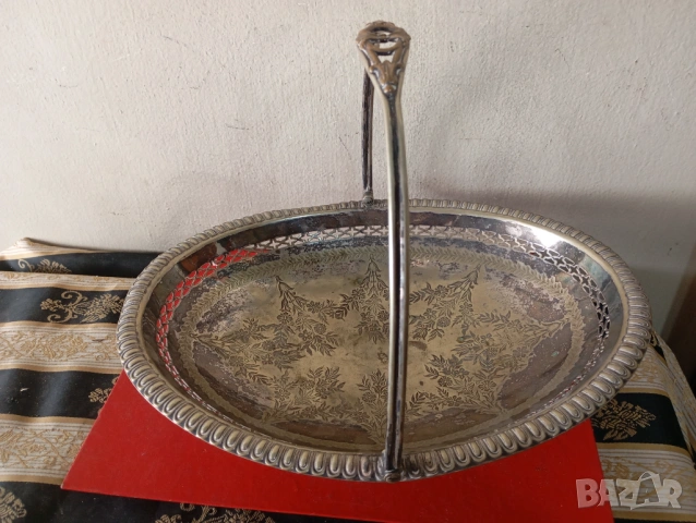 Посребрена фруктиера,купа,панер арт деко 