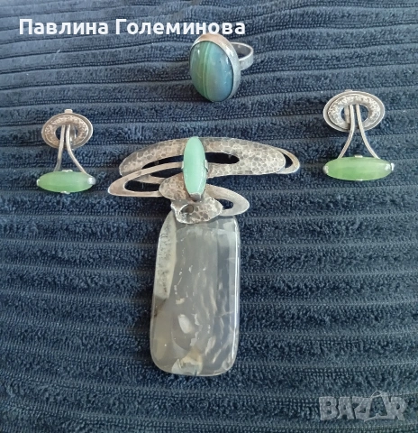 сребърни бижута , снимка 4 - Колиета, медальони, синджири - 48557077