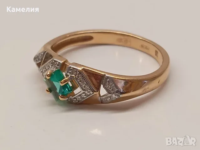 Руско злато. Пръстен с брилианти , снимка 8 - Пръстени - 55642819