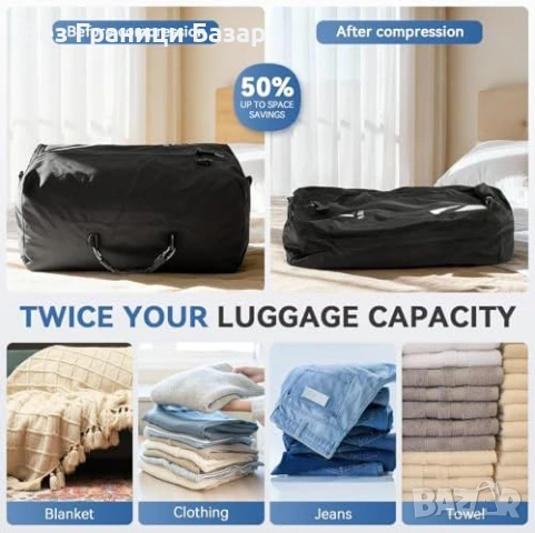 Нова Вакуумна чанта за багаж IP67 водоустойчива с помпа Компресираща пътна за дрехи, снимка 6 - Други стоки за дома - 54197692
