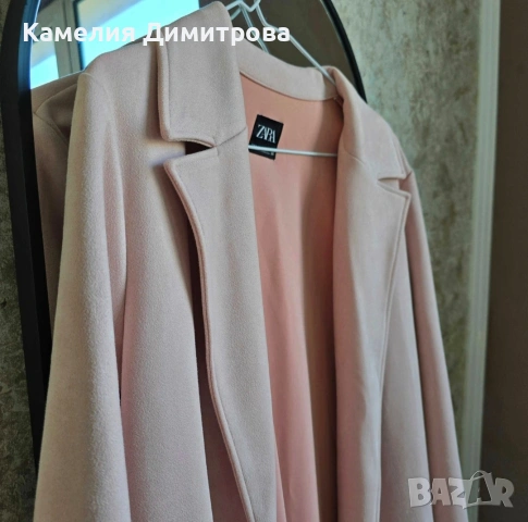 Елегантно ZARA палто Pink, Size S – Soft Girl Aesthetic