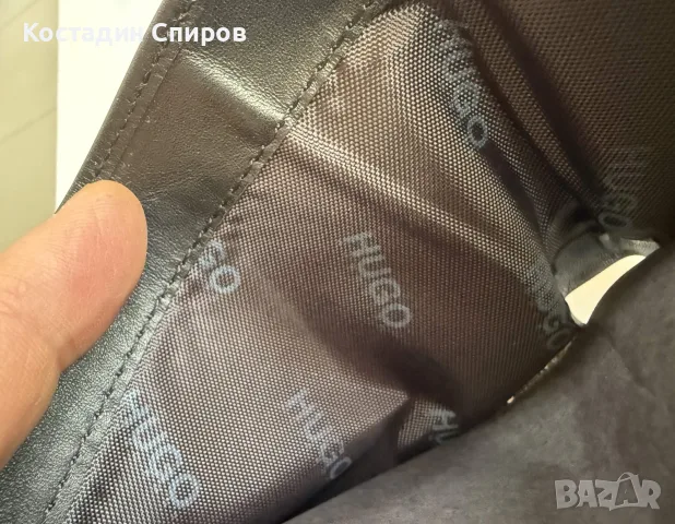 Черен мъжки кожен портфейл HUGO BOSS, снимка 8 - Портфейли, портмонета - 55230526