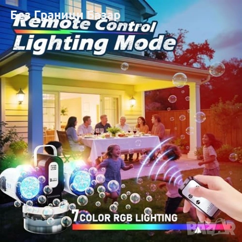 Нова Акумулаторна машина за балони мехурчета с RGB светлини и дистанционно, снимка 6 - Други - 54208107