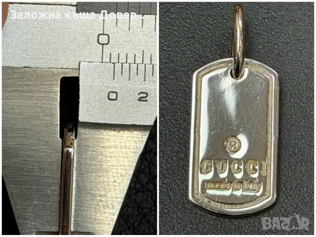 Оригинална сребърна плочка silver GUCCI italy чисто нова 925 сребро медальон , снимка 10 - Колиета, медальони, синджири - 55426238