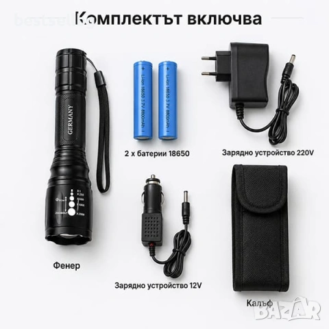 Мощен ръчен акумулаторен LED фенер прожектор за лов риболов планина, снимка 6 - Къмпинг осветление - 35888341