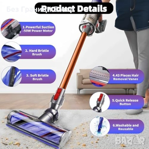 Нова Резервна моторизирана четка за прахосмукачка Dyson V15 V11 V10 V8 V7, снимка 7 - Други стоки за дома - 54870109