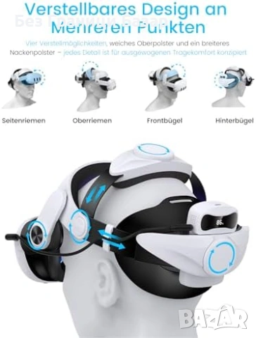 Нова регулируема Каишка за глава с батерия за Meta Quest 2 Quest 3 Quest 3S VR игри геймъри, снимка 4 - Аксесоари - 54070144