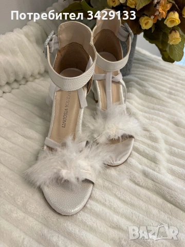 Бели токчета - 36 номер, снимка 3 - Дамски обувки на ток - 54338757