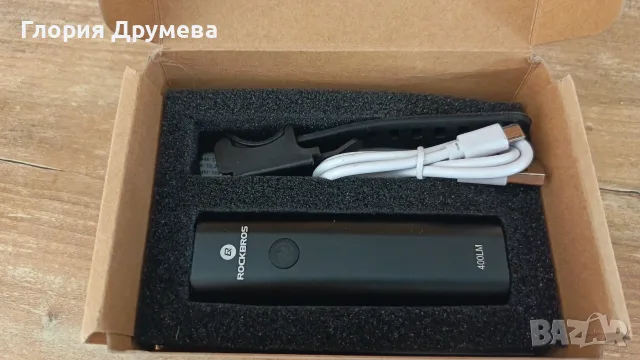 Велосипедна светлина Rockbros YQ-QD400LM, LED, 2000 mAh, USB зареждане, Функция фенерче, IPX3