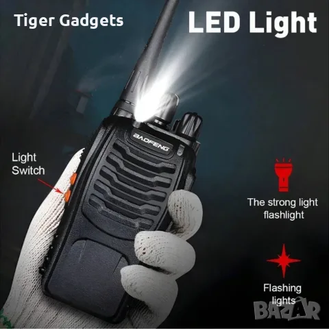 Комплект 2 бр. Baofeng BF-88E PMR446 радиостанции с USB зарядни и слушалки, снимка 3 - Друга електроника - 55573558