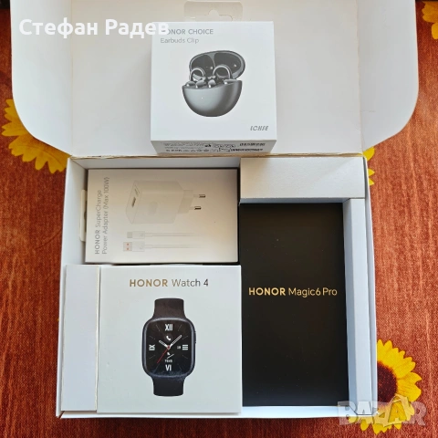 Смартфон Honor MAGIC6 PRO 512/12 GREEN + WATCH 6 + CHARGER 100W + CASE + HONOR CHOICE Earbuds Clip, снимка 2 - Други - 54537226