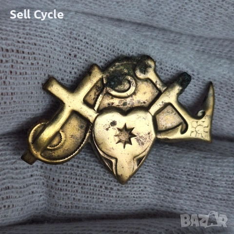 ✅ПОСРЕБРЕНА БРОШКА ВЯРА, НАДЕЖДА И ЛЮБОВ - ПСВ❗