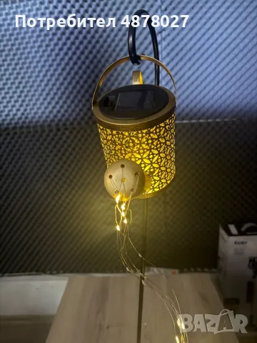 Декоративна соларна лампа със светлинни спринклери – ефект „водопад“, 60 LED, топла бяла светлина, снимка 5 - Соларни лампи - 55604234