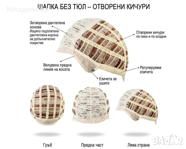 Стилна къса руса перука Tovbmup (24 см, права с бретон), снимка 3 - Аксесоари за коса - 54877360