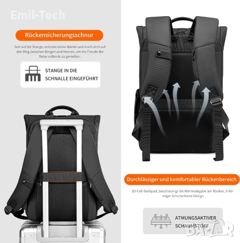 Rolltop раница BJIAX 32L за лаптоп до 17,3″ – водоустойчива, снимка 5 - Раници - 55284836