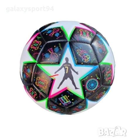 Футболна Топка RONALDO 7 Геймърска BLACK GAMER Шампионска Лига 2026 Ново 7цвята