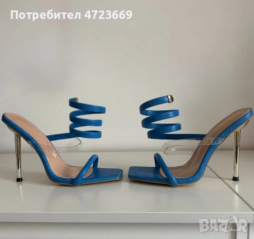 Навръзващи се около глезена обувки на ток, снимка 2 - Сандали - 54507431