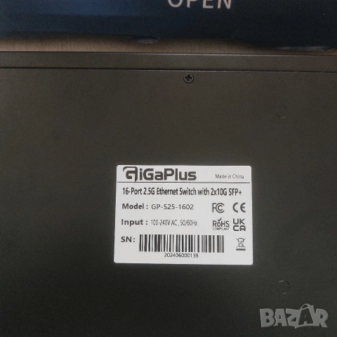 Професионален 2.5G Суич GiGaPlus GP-S25-1602 | 16 x 2.5GbE + 2 x 10G SFP+ | Fanless, снимка 4 - Суичове - 54446644