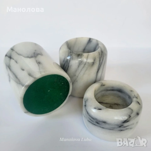 Комплект от три мраморни свещника (за чаени свещи)., снимка 4 - Други ценни предмети - 54546440