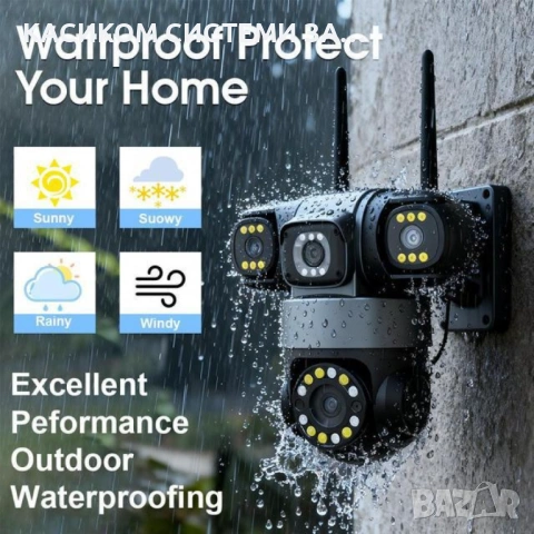 Камера Wifi 6MP 1080P с 3 обектива ( APP:YOOSEE Ai ) HD 360 градуса с микрофон и високоговорител, снимка 4 - IP камери - 54738033