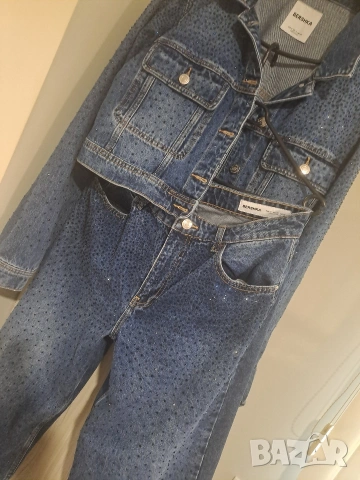 Дамски сет от деним с камъчета Bershka, снимка 6 - Комплекти - 55127377