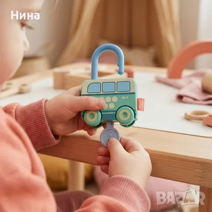 Монтесори сензорна играчка- влакче с катинари и ключове , снимка 5 - Образователни игри - 55619958