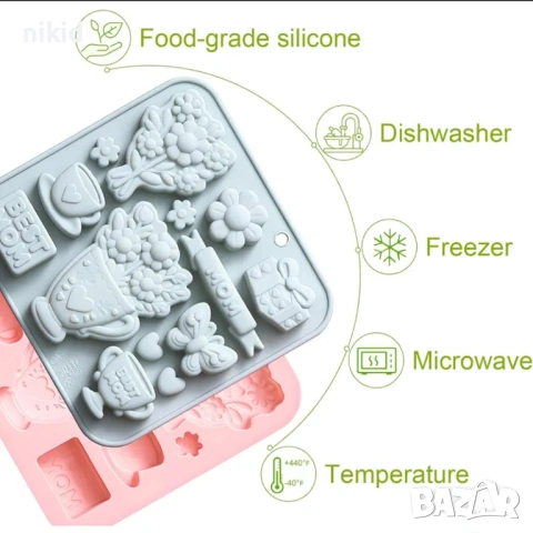 Best mom мама майка цветя подарък купа чаша букет ден жената силикоов молд форма фондан шоколад гипс, снимка 5 - Форми - 54176355