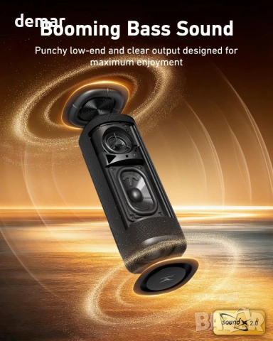 Bluetooth високоговорител с дълбок бас, преносим водоустойчив, RGB светлини, 25W RMS, TWS, снимка 2 - Bluetooth тонколони - 54106580