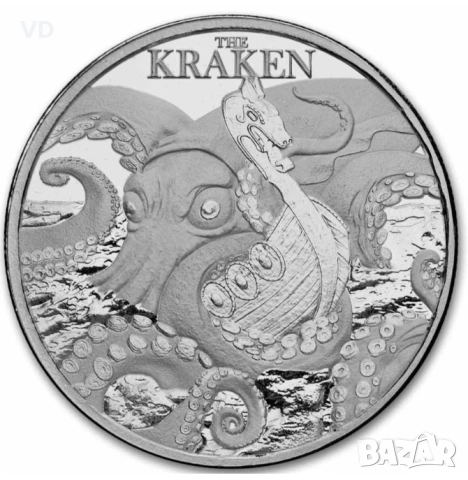 инвестиционна сребърна монета Кракен 1 оз 1 oz