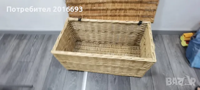 Голям  плетен кош  с капак -ракла., снимка 6 - Декорация за дома - 55513503