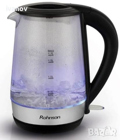 Електрическа кана Rohnson R-7633, 2000W, 1,8 л, Авт. изключване, Стъклена