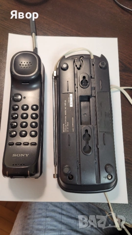 Телефон безжичен стар с кабел  работещ Sony, снимка 3 - Антикварни и старинни предмети - 54240180