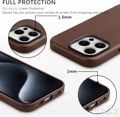 Кожен кейс за iPhone 13 Pro 6.1" с MagSafe, червено-кафяв, снимка 7 - Калъфи, кейсове - 55663034