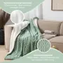 Одеяло Sherpa 220x240 см – меко микрофибърно, зелено/бяло, снимка 5