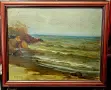 Ранна картина на Наполеон Алеков (1912-2002) – Морски бряг, масло/картон, снимка 1