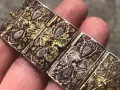 стара сребърна гривна - филигран с позлата, снимка 11