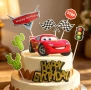 Disney cars кола светофар флаг топер Happy birthday акрил декорация торта , снимка 1