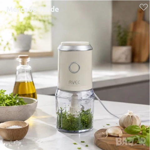 Електрически мултифункционален чопър Mercado Trade, 300W, 500ml, Бял, снимка 3 - Чопъри и пасатори - 55178881