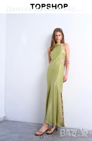 Дамска рокля с дантела и сатен