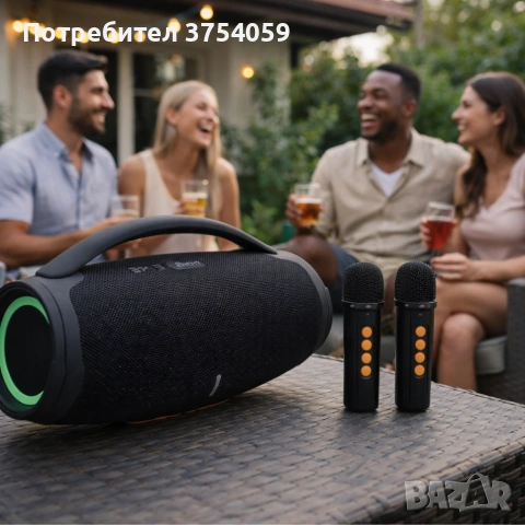 Преносима караоке тонколона с 2 микрофона B21 BOOMBOX - мощен звук и RGB Led осветление, снимка 3 - Тонколони - 55175096