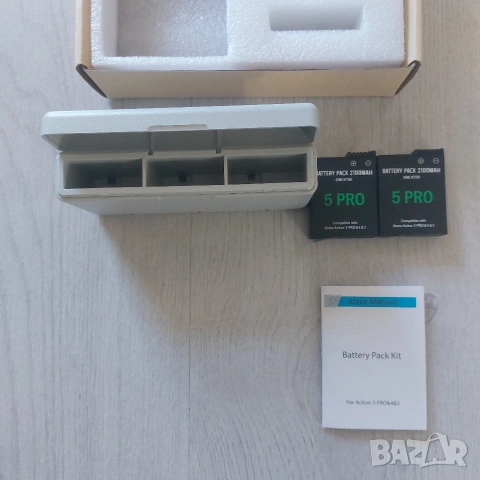 Комплект 2 x Батерии 2100mAh + Смарт Зарядно за DJI Osmo Action 5 Pro / 4 / 3 – НОВИ, снимка 5 - Друга електроника - 55059767