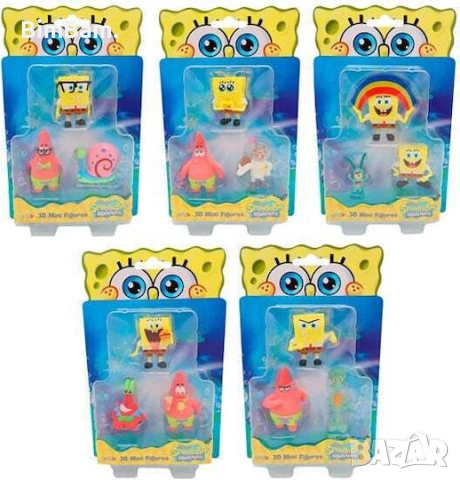 Комплект 3D фигурки мини Спондж Боб / Sponge Bob