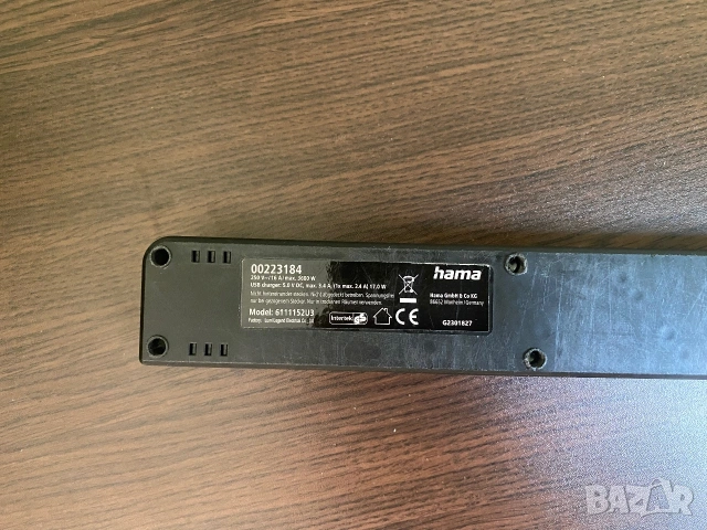 Разклонител Hama 5 гнезда, 2 x USB-A + Гаранция, снимка 3 - Разклонители и удължители - 55070882