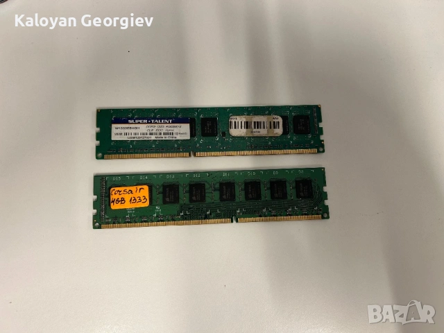 2 бр. x 4GB DDR3 1333MHz RAM (Различни: Super Talent ECC и Corsair)