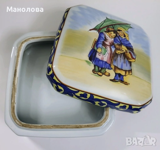Кутия от керамика, репродукция на Френско народно изкуство, Fa ïence de Quimper., снимка 4 - Други ценни предмети - 55255816
